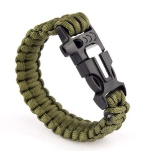 Bransoletka paracord 3w1 ARMY GREEN survival