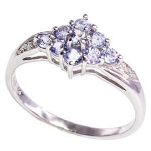 GWIEZDNY PYŁ złoty pierścionek tanzanity diamenty zaręczynowy delikatny 0