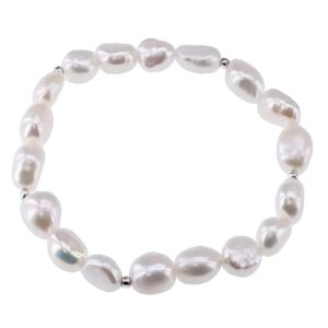 CRISTA Bransoletka białe naturalne perły nieregularne na gumce