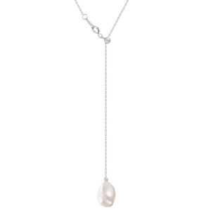 CRISTA DROP Naszyjnik lariat srebrny perła duża biała naturalna
