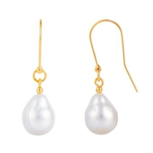 CRISTA AIR GOLD Wiszące srebrne kolczyki naturalne perły duże białe delikatne pozłacane
