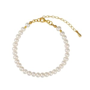 ADA GOLD bransoletka małe perły białe naturalne regulowana srebro pozłacane