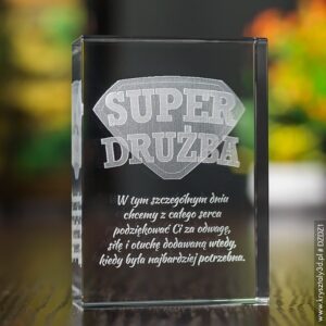 Odznaka 3D »Super Drużba« • personalizowany kryształ 3D • GRAWER 3D