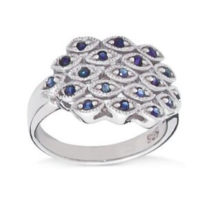 PAVO Srebrny pierścionek z niebieskimi szafirami