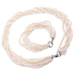 ASAMI komplet biżuterii białe perły naszyjnik bransoletka