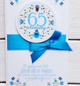 Kartka na "65" urodziny RĘKODZIEŁO