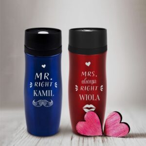 Kubki termiczne dla niej i dla niego / prezent dla dwojga / 350 ml / Mr. & Mrs. Right / z Grawerem