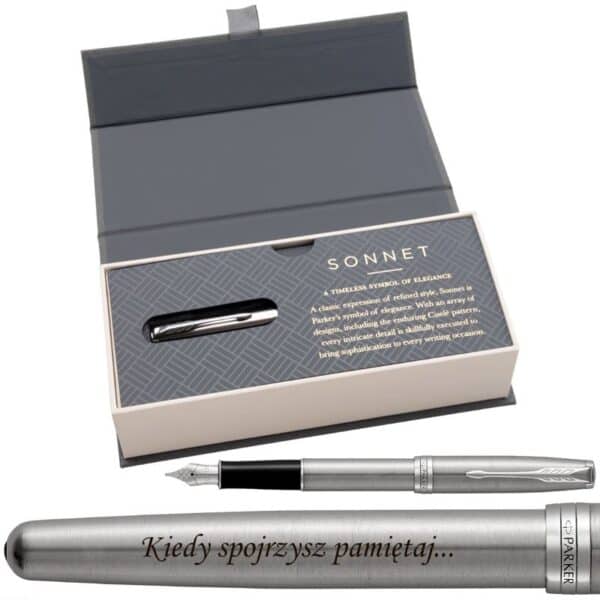 Parker Sonnet CT Pióro wieczne Stainless Steel w eleganckim etui Grawer