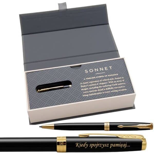 Parker Sonnet GT Długopis Czarny Lacquer w eleganckim etui Grawer