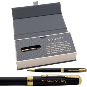 Parker Sonnet GT Długopis Czarny Mat w eleganckim etui Grawer