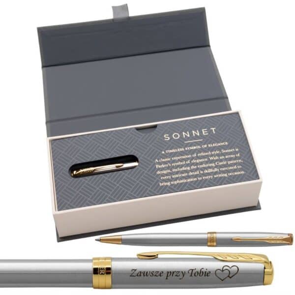 Parker Sonnet GT Długopis Stainless Steel w eleganckim etui Grawer