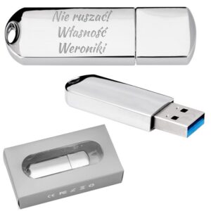 Pendrive chrom 16 GB Pamięć USB prezent z Grawerem