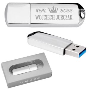 Pendrive chrom 16 GB Real Boss / Prezent z grawerem dla szefa.