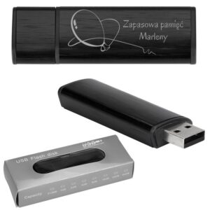 Pendrive czarno-czarny 32 GB Pamięć USB prezent z Grawerem