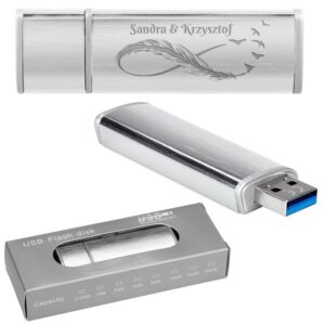 Pendrive srebrno-srebrny 16 GB Pamięć USB prezent z Grawerem