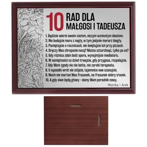 Prezent na ślub / 10 rad / Drewniany panel