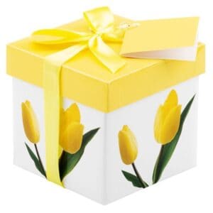 Pudełko prezentowe w żółte tulipany XS