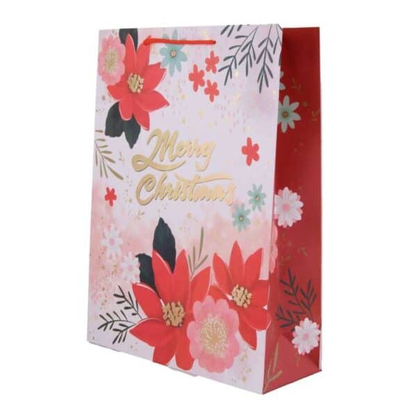Świąteczna Torebka na prezenty / Torebka na prezent na święta / Kolorowe kwiatki / Pakowanie prezentów / Boże Narodzenie