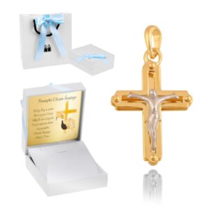 Złoty Krzyżyk na Komunię / Pamiątka dla chłopca / Dedykacja / pr. 585 / Pamiątka chrztu dla chłopca