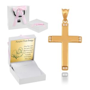 Złoty Krzyżyk na Komunię / pr. 585 / Dedykacja / Prezent na Chrzest dla Dziewczynki / Pamiątka