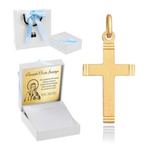 Złoty Krzyżyk / pr. 585 / Dedykacja / Prezent na Chrzest dla Chłopca / Pamiątka Komunii / Ozdobne pudełeczko