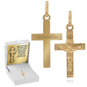 Złoty krzyżyk pr. 585 z Jezusem / prezent na I Komunie Św.