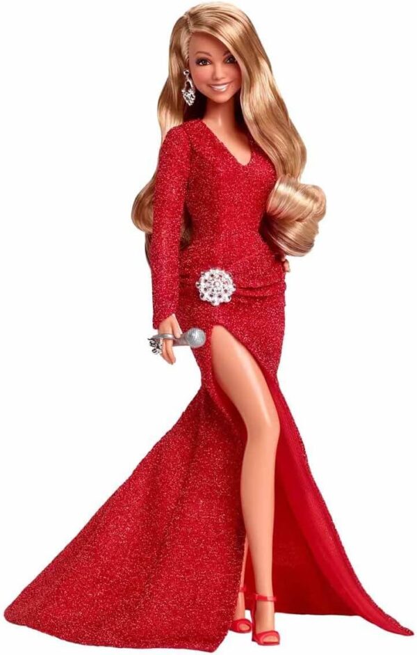 Barbie Barbie x Mariah Carey Lalka świąteczna w brokatowej sukni ze srebrnymi akcesoriami, HJX17: Obchodź święta w stylu Mariah Carey z tą olśniewającą kolekcjonerską lalką Barbie!