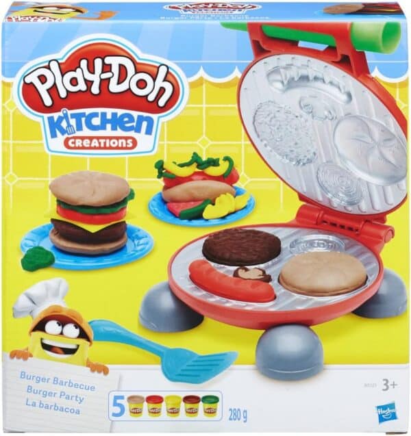 Play-Doh Kitchen Creations Hamburgery - Kreatywna zabawa dla dzieci od 3 lat z pięcioma puszkami plasteliny Play-Doh